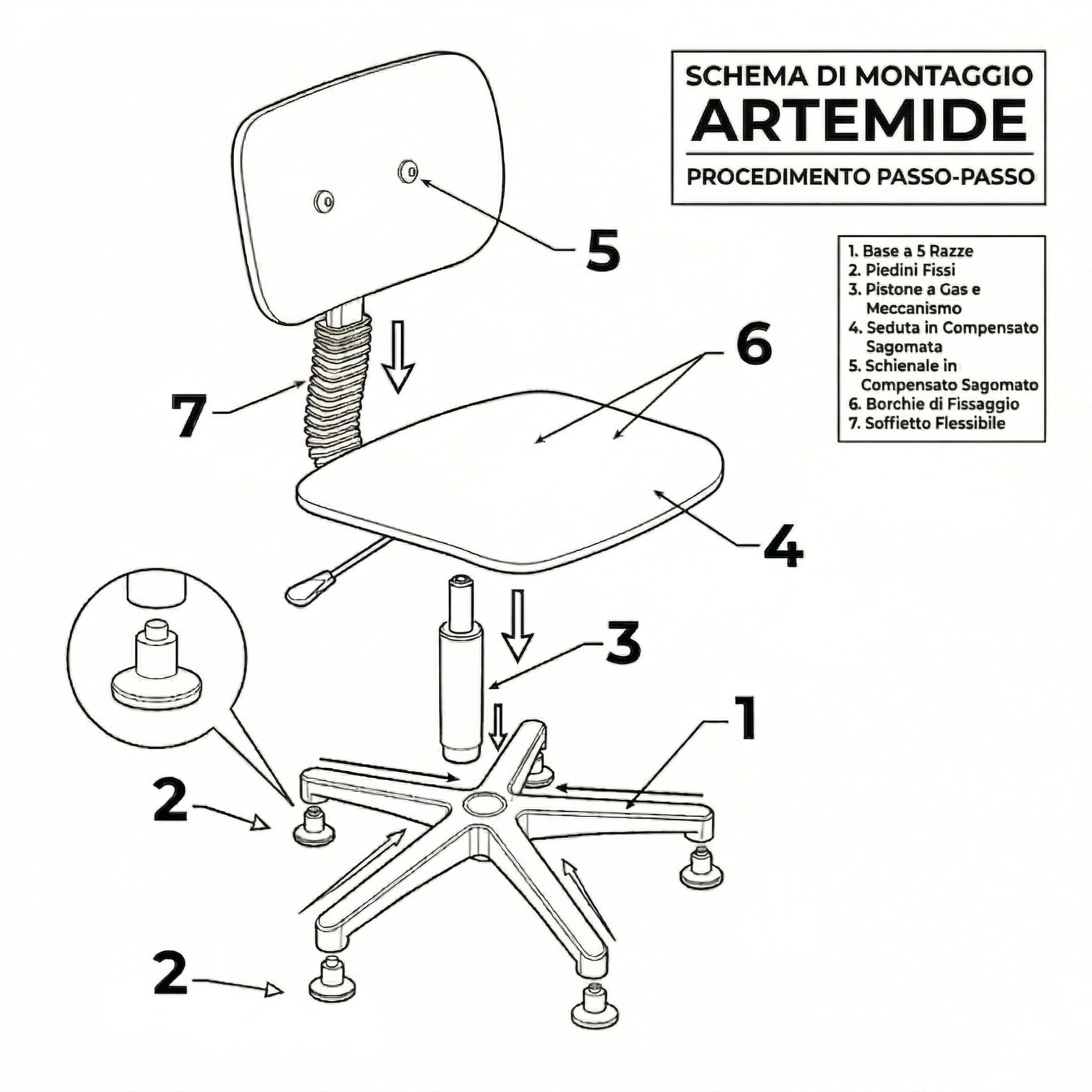 FITEX Sedia Operativa ARTEMIDE, Seduta da Lavoro per Ufficio, Studio, Smart Working e Postazioni Professionali - Legno di Faggio