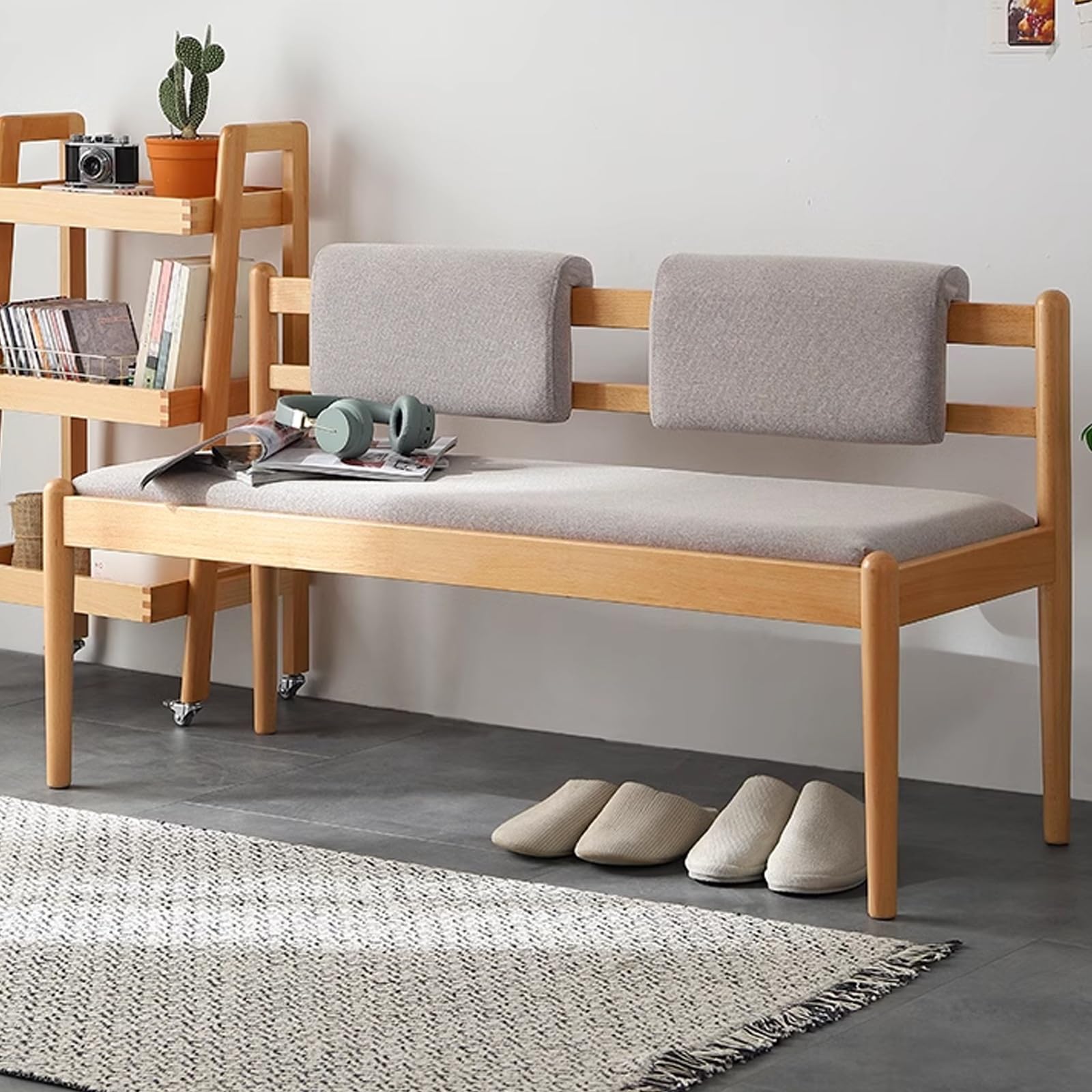 Sofá de comedor de madera rústica y banco acolchado para salones acogedores