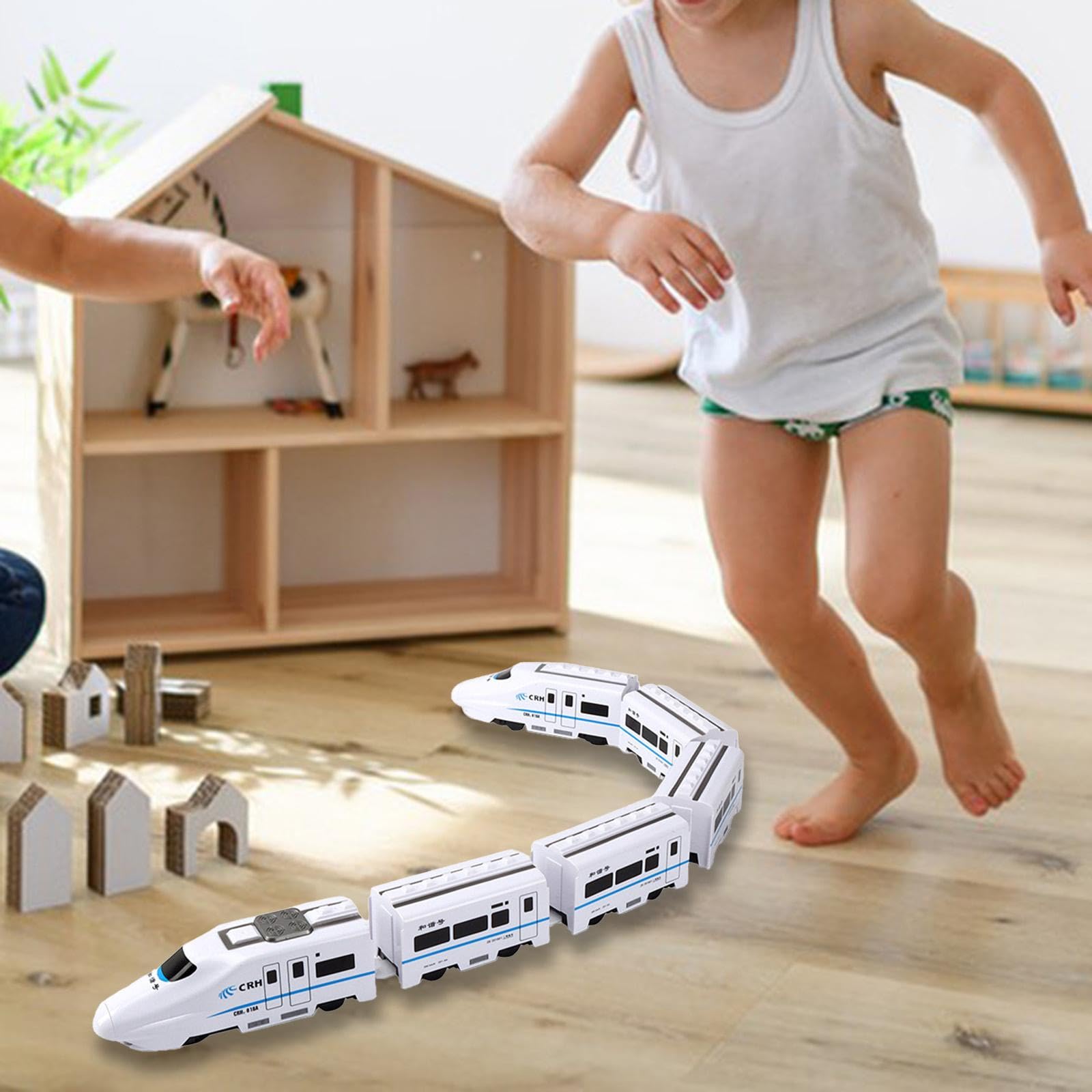Trenino Elettrico Giocattolo Ad Alta velocità, Set Ferroviario per Bambini, Modello di Simulazione Ferroviaria, Playset in Materiale PP per L'inte, 6 carrozze