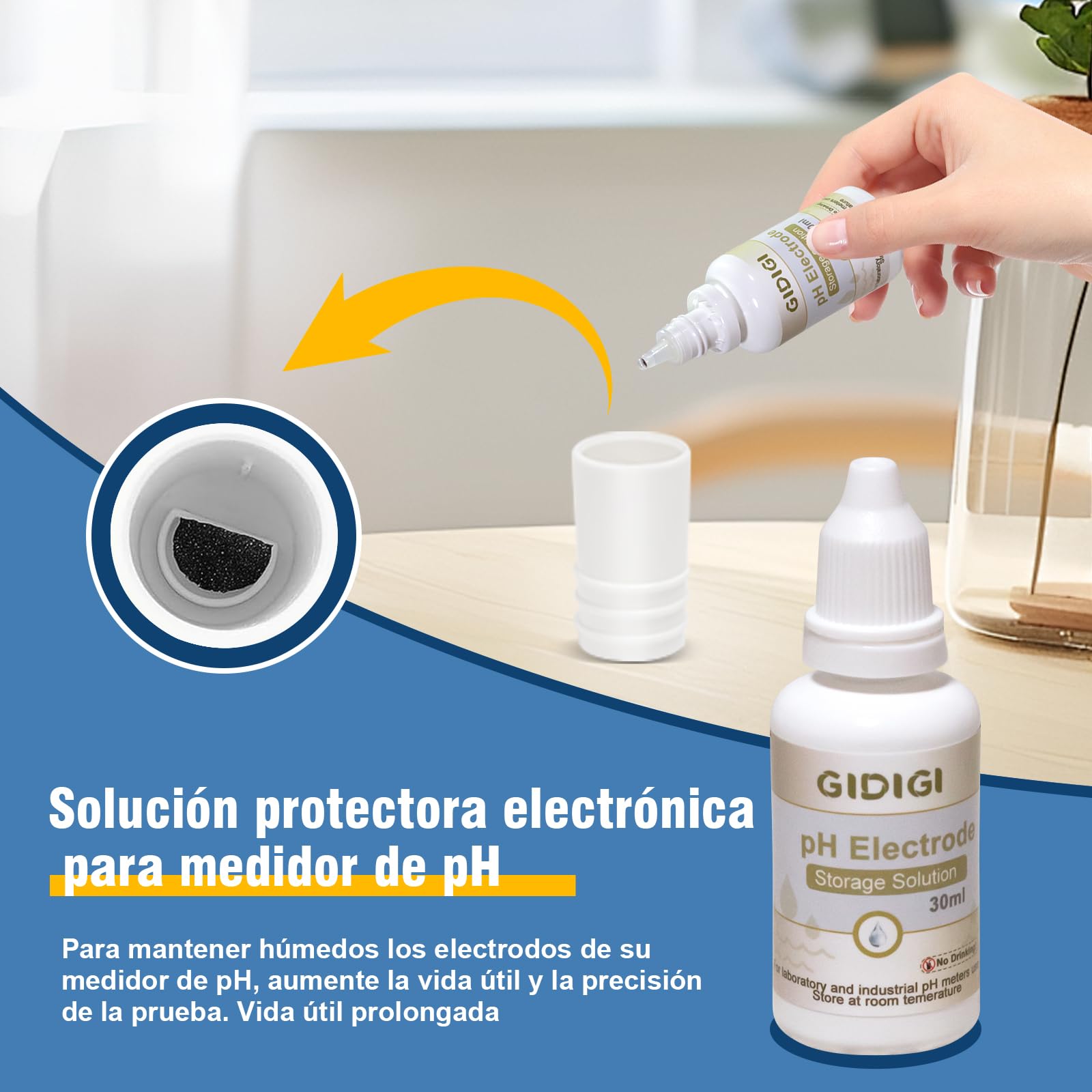 Kit de solución de calibración de medidor de pH, pH 7,00, 10,01 y solución de protección de electrodo