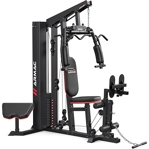 Home Gym, Multifunctional Home Gym Equipment for Leg Press, 150LBS Weight Stack Machine, Workout Station with Pulley System for Full Body Training