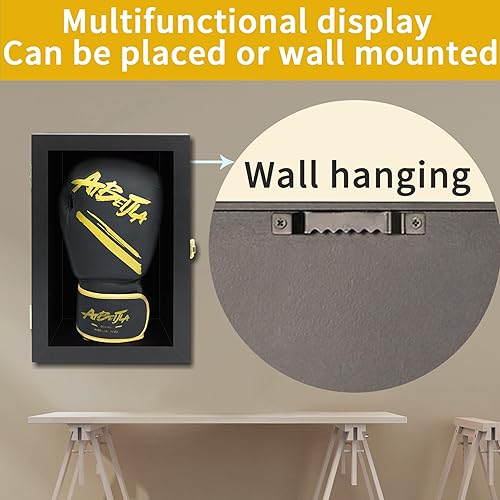 Miniatura 4 de Vitrina para guantes de boxeo, montaje en pared, con cerradura, tamaño completo, protección UV, acrílico transparente, caja para béisbol y boxeo,