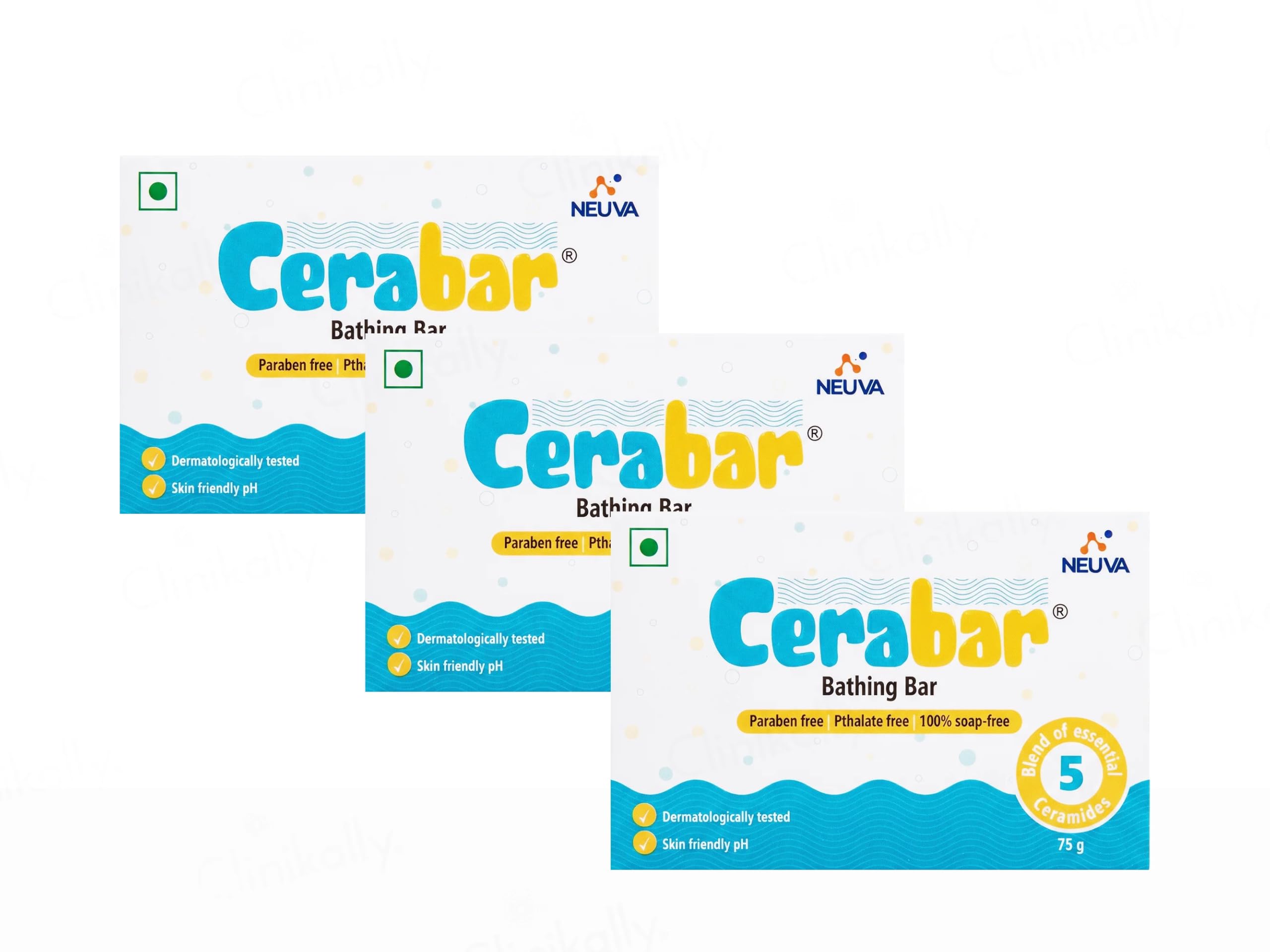 Cerabar Bathing Bar with 5 Ceramides, 75 g (Pack of 3) | 100% Soap-Free, Paraben & Pthalate Free, Skin Friendly pH, Dermatologically Tested, Blend of 5 Ceramides-image-8