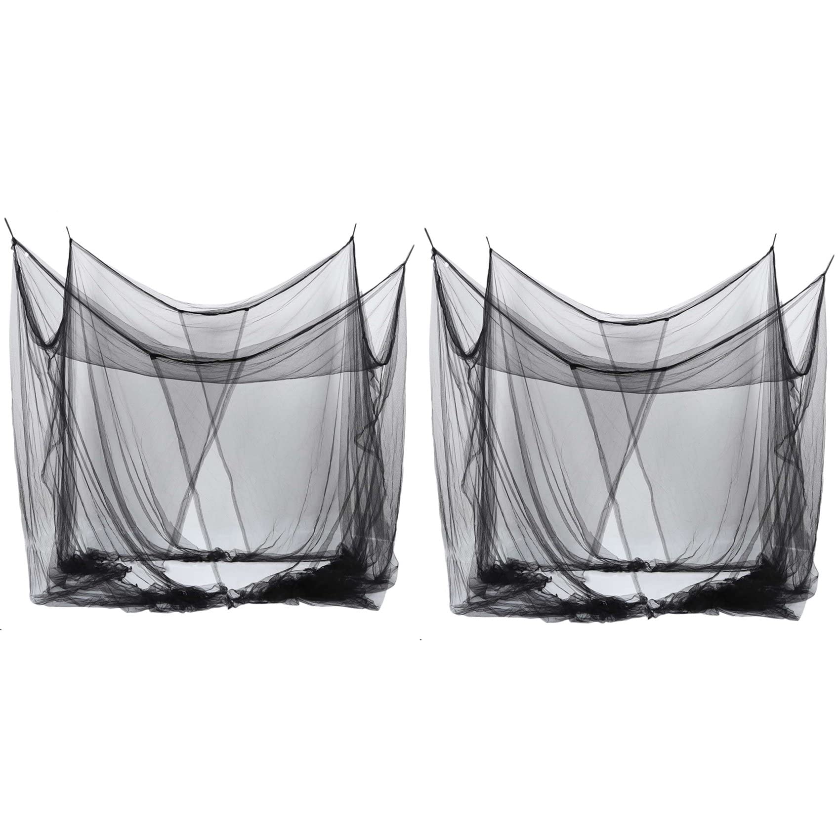 Filet pour lit queen-size moustiquaire noire 4 angles grande taille