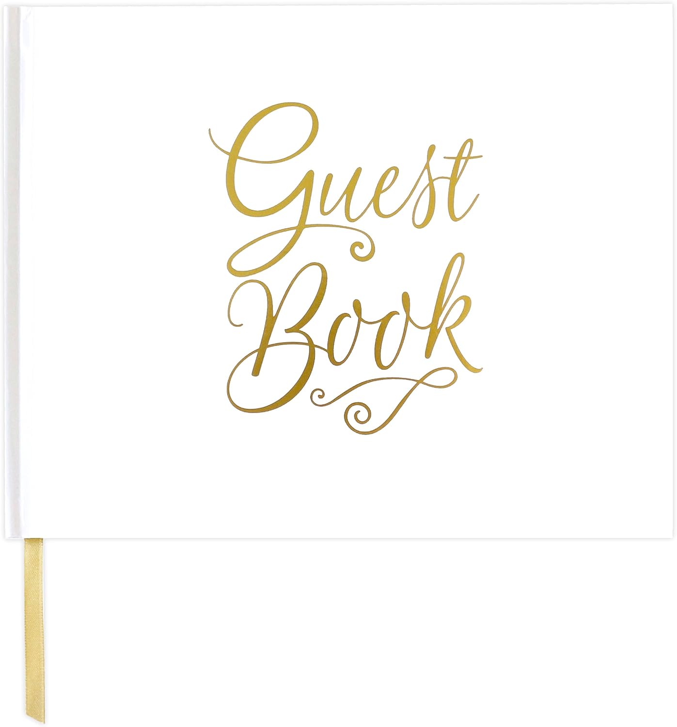 bloom daily planners Wedding Guest Book (120 Pages) Guest Sign-in Book Guest Registry Planner Guestbook - White Cover with Gold Foil, Gilded Edges and Gold Page Marker Hardbound 7" x 9" - Classic