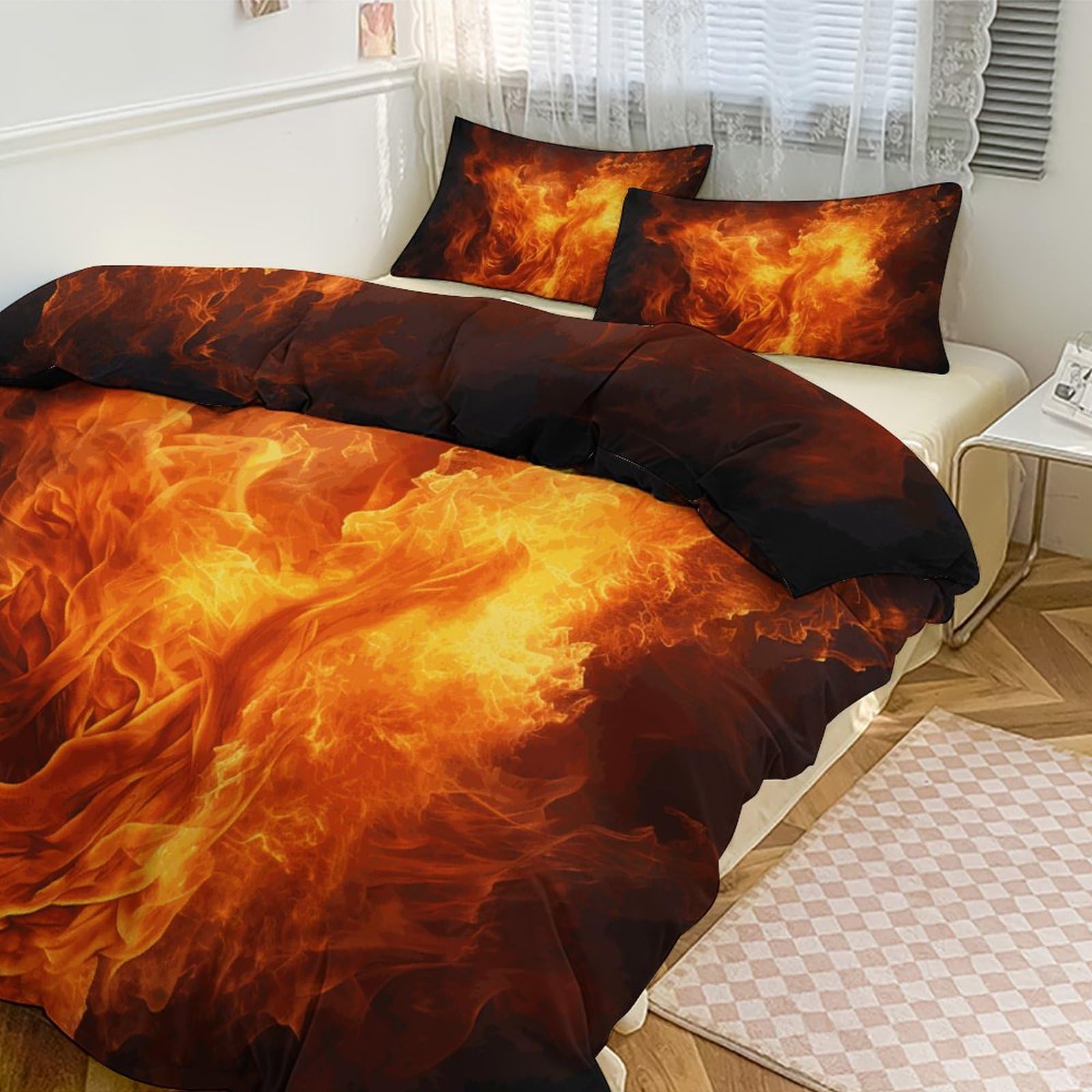 Housse de couette 200x228 cm douce et respirante avec 2 taies d'oreiller de lit