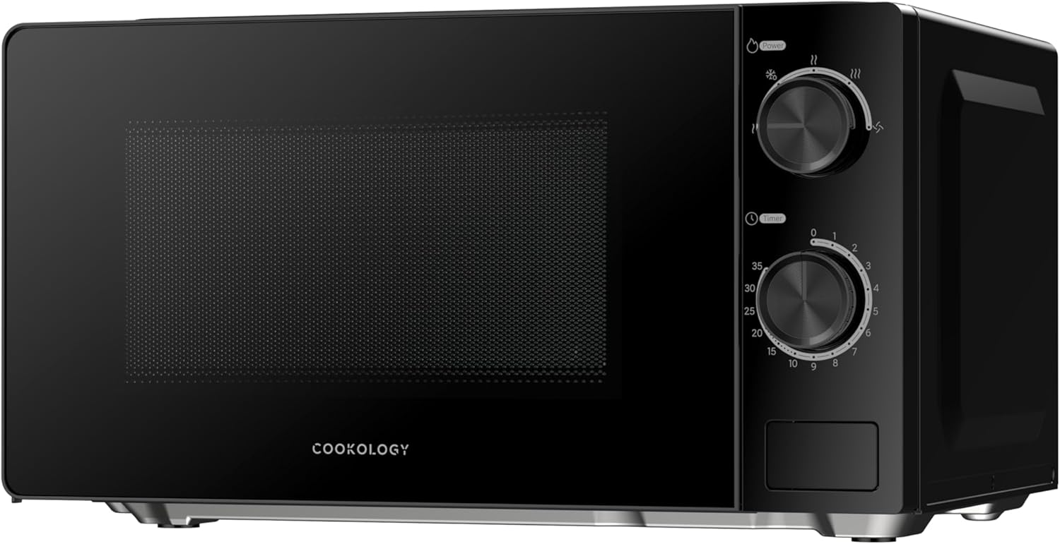 Cookology 20L Freestanding Microwave – 700W Power – 24.5cm Turntable – 5 Power Modes & Easy‑to‑Use Dial Timer – Quick Defrost Setting – Black