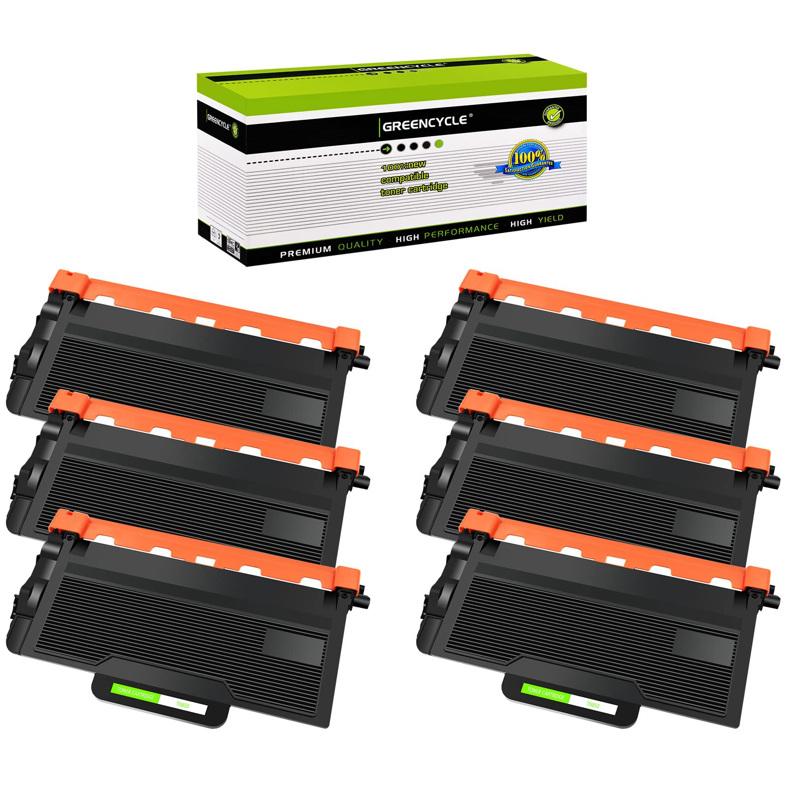 greencycle High Yield Compatible Toner Cartridge Replacement for Brother TN850 TN-850 TN820 TN-820 for HL-L6200DW DCP-L5500DN MFC-L5700DW MFC-L5850DW MFC-L5900DW HL-L5200DW Printer (Black, 6 Pack)