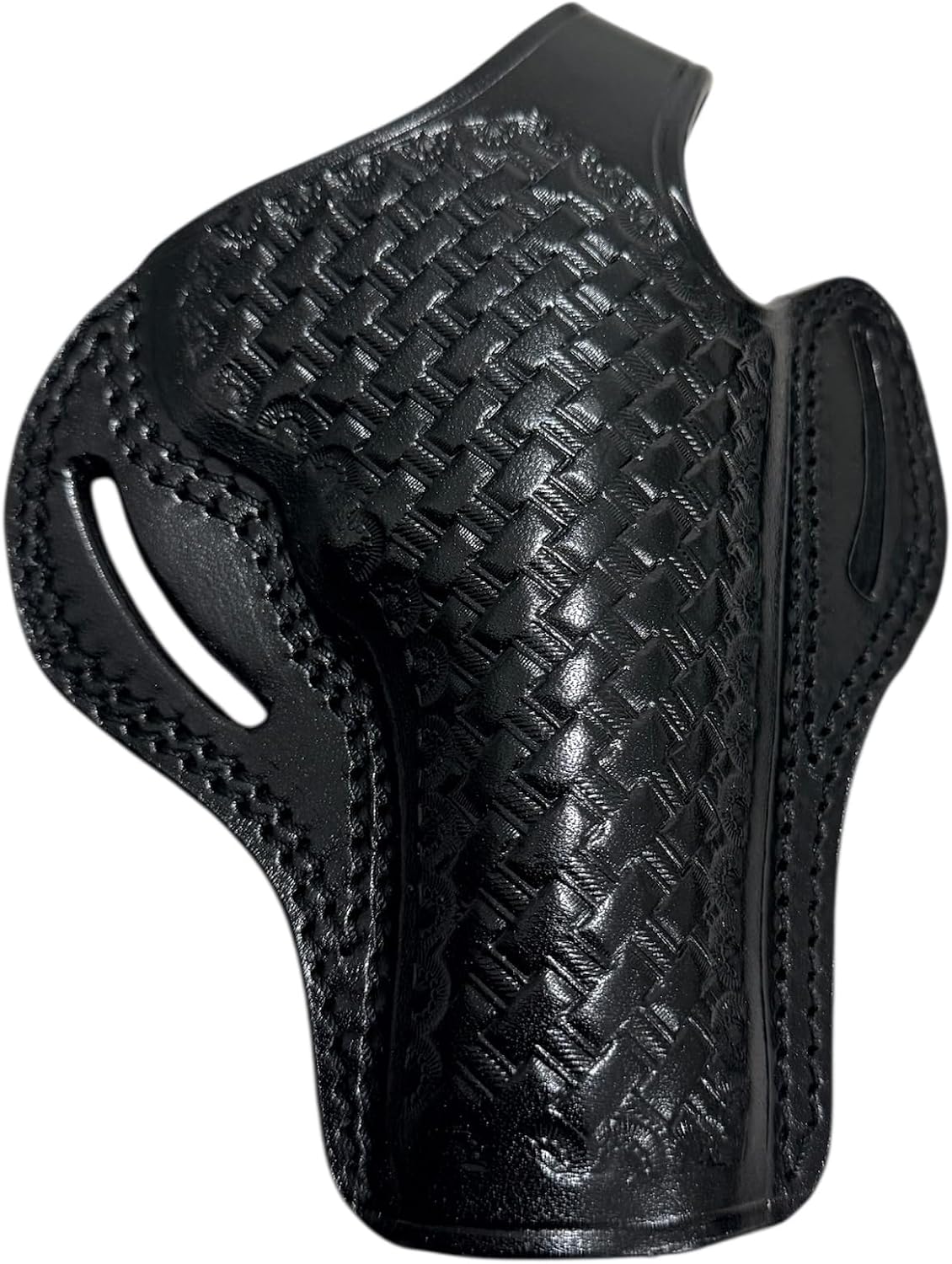 Gun Holster OWB 4 INCH Handmade Leather Basket Weave Holsters for GP100 Taurus (Right Hand Black)
