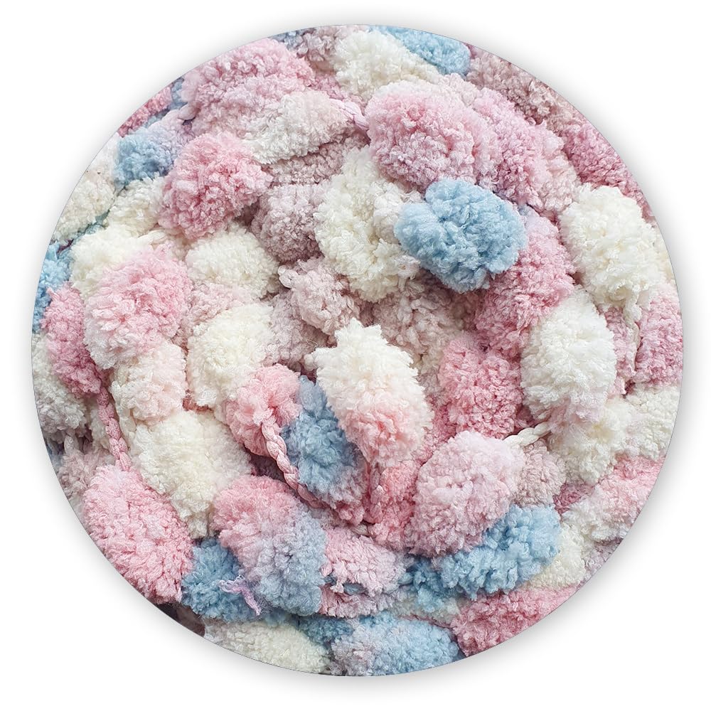 James C Brett Munchkin Pom Pom Knitting Yarn 200g Ball Super Chunky (MK07, 3 Balls)