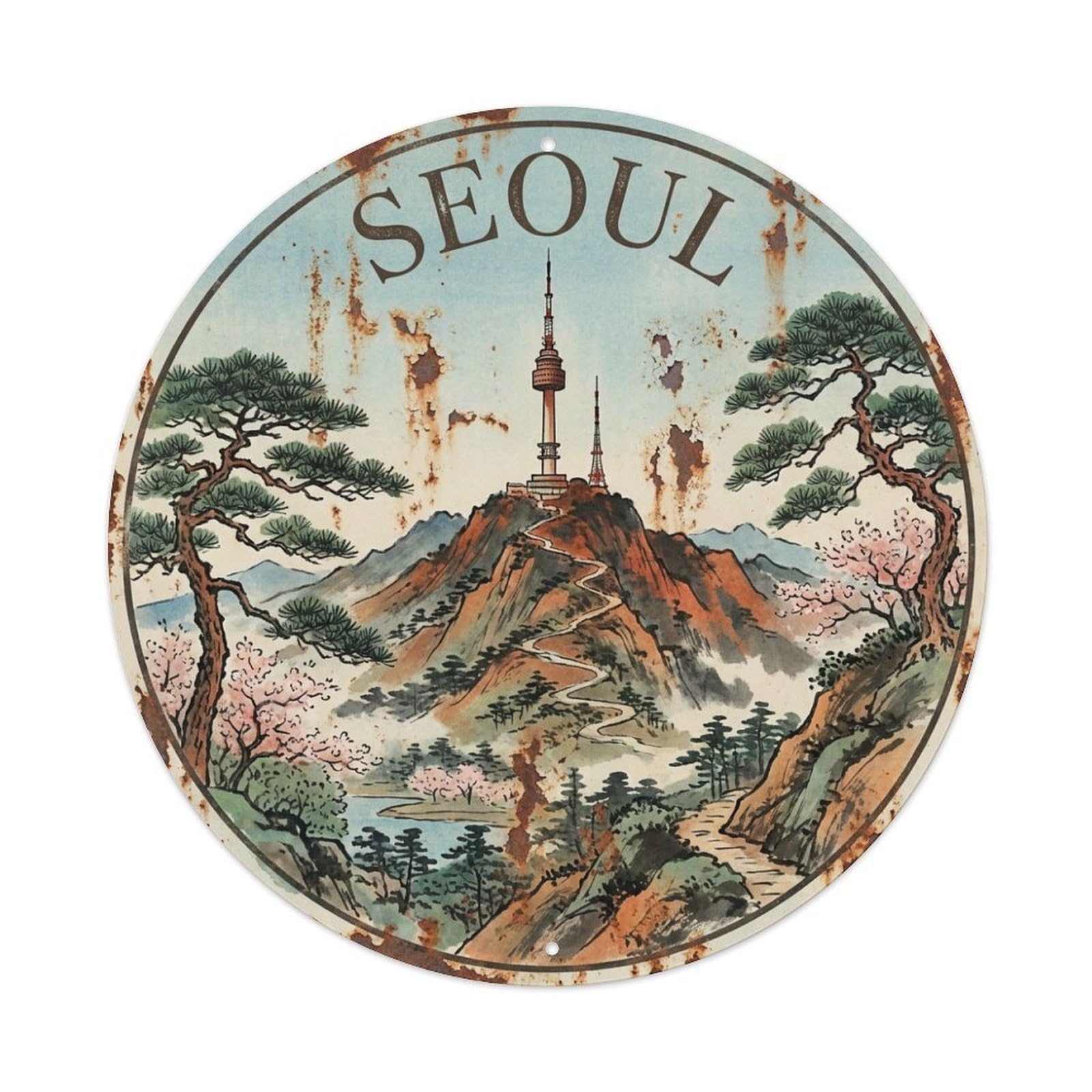 Metal Tin Sign Vintage Travel Seoul Korea