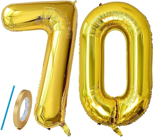 Globo dorado con el número 70 de 40 pulgadas, globo gigante gigante con el número 70 para decoración de fiesta de cumpleaños 70 y celebración