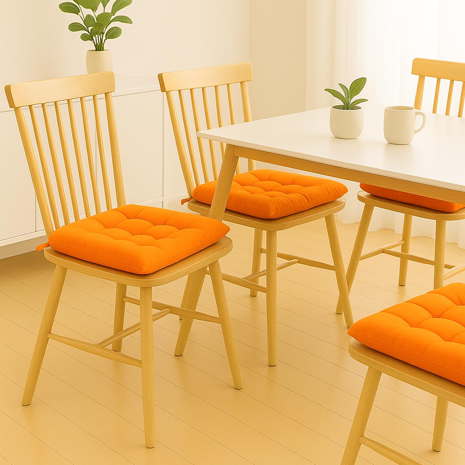 Cushion Chair Pad Cushions, Tie-on Dining Chair Pads, 38x38x5 cm Hypoallergenic Soft Polyester Tie-on Chair Pads, Wide - Image 2