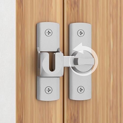 Miniatura 8 de 2 piezas de pestillo de puerta de granero de 180/90 grados, cerradura deslizante para puerta de granero, cerradura de pestillo de puerta corredera