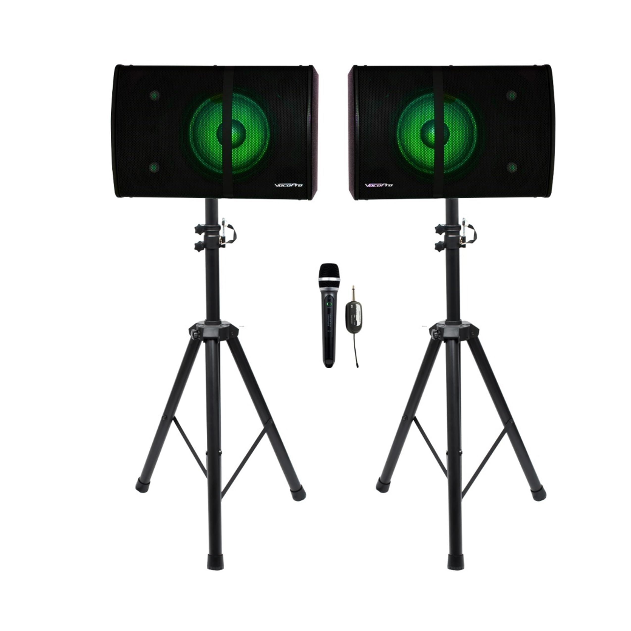 K-FAN-PRO (500W Stereo Karaoke System with Bluetooth, MP3, FM, LED Light Effects and Wireless Vocal Microphone)