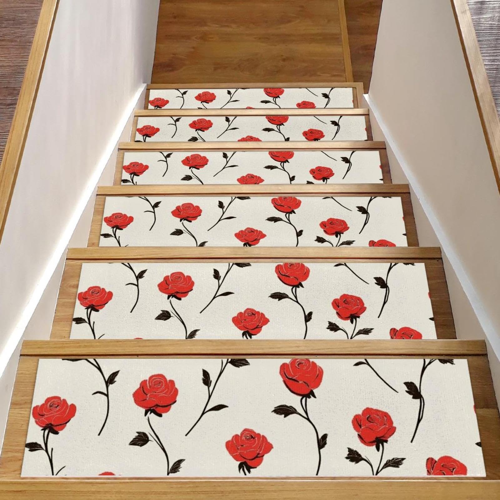 Tapis d'escalier antidérapants évite les glissades sur bois lot de 15 floral