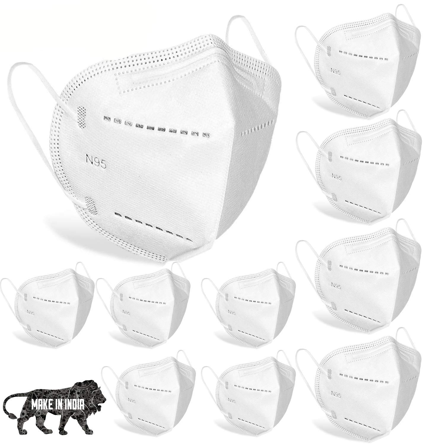 SKIVE India N95 Protective Face Mask 5 layered filtration with genuine Meltblown and Hot Air Cotton (White, Pack Of 100) (B095M8WXNJ) Amazon Price History, Amazon Price Tracker