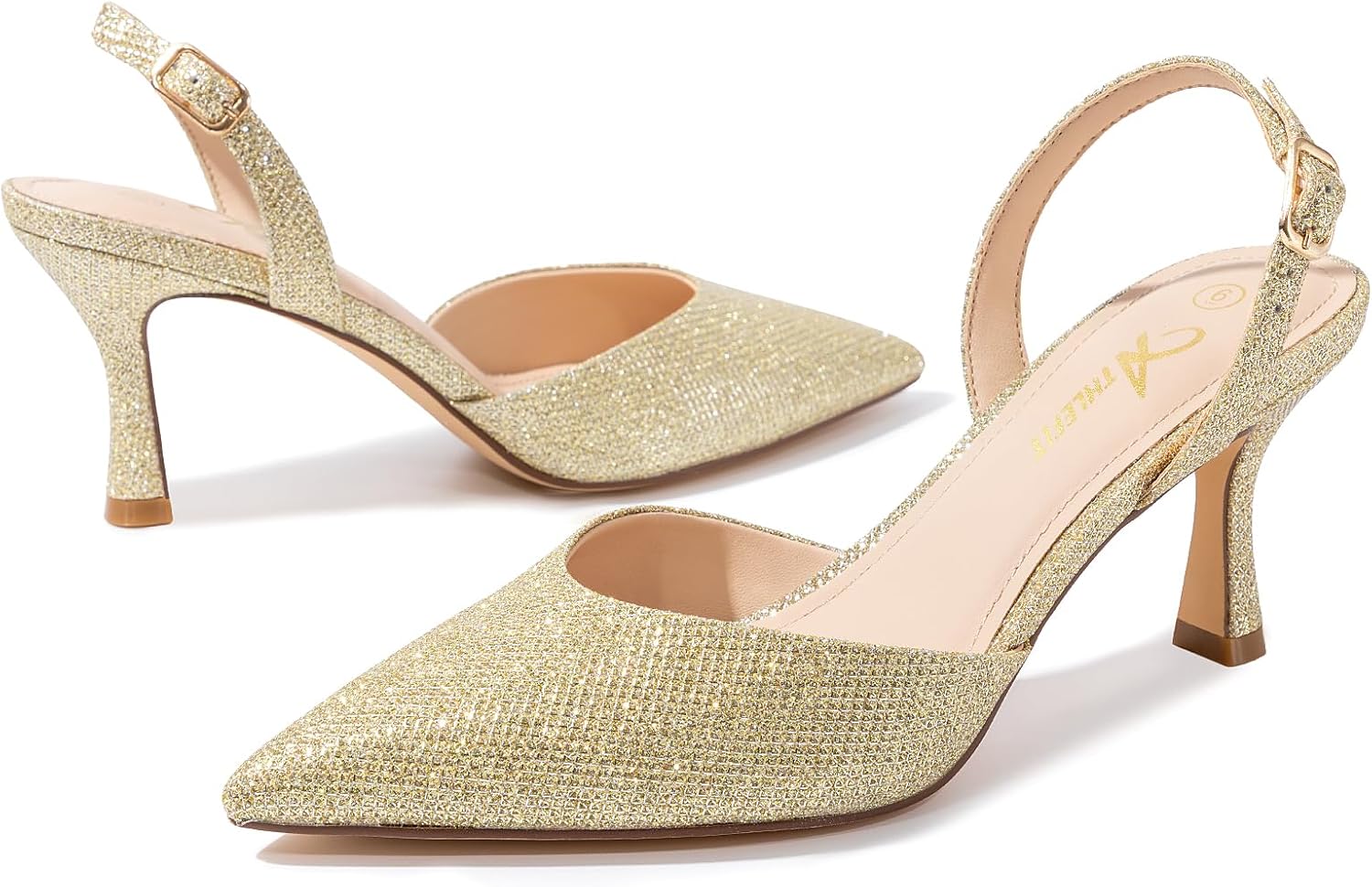 Athlefit Closed Pointed Toe Heels for Women Dress Work Wedding Party Slingback Stiletto Pumps Shoes - Image 5