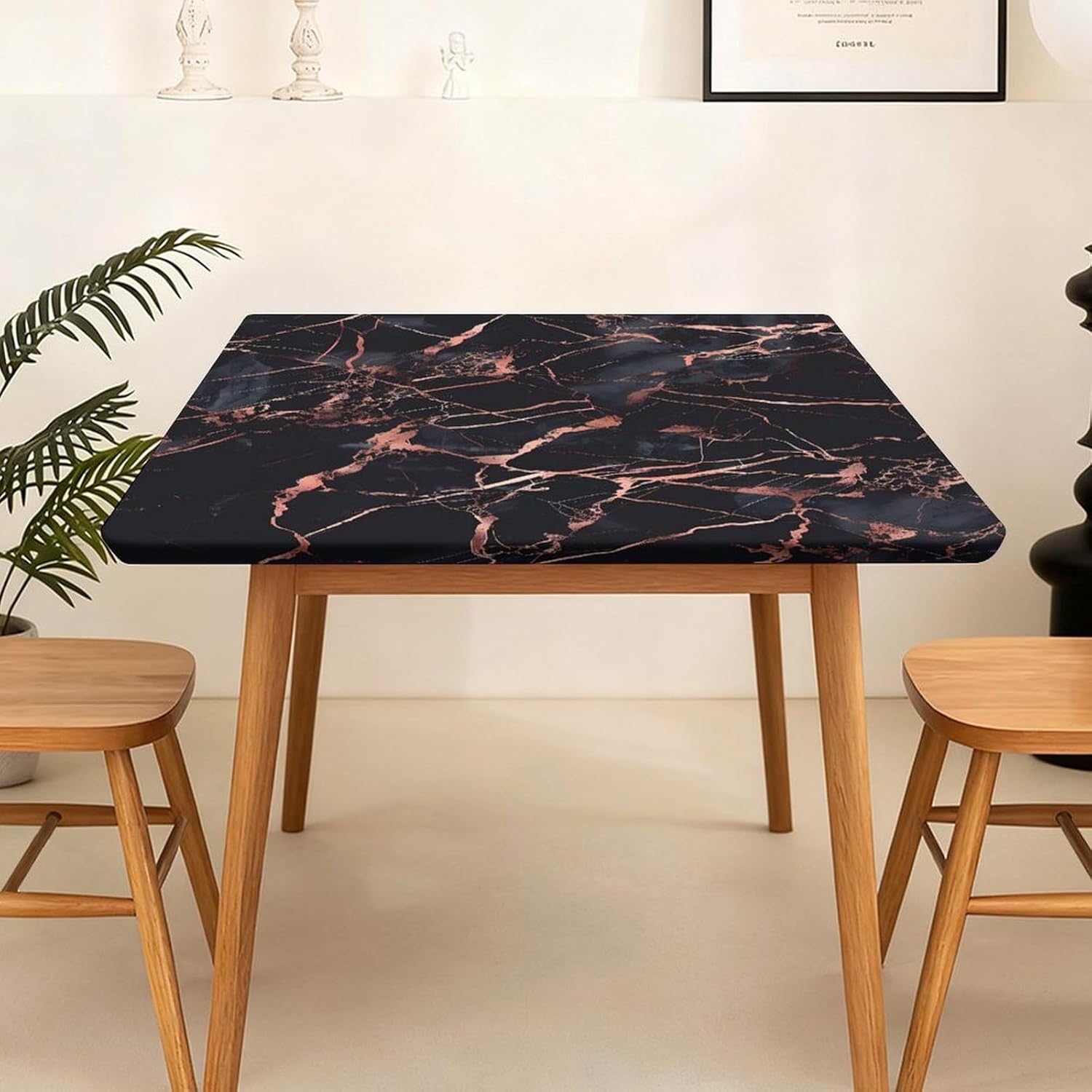 Rose Gold Foil Black Marble Square Tablecloth Print Table Cloths Table Cover Wedding Party Holiday Decor