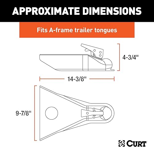 Miniatura 2 de CURT 25210 Acoplador de remolque negro con marco A, bola de enganche de 2 pulgadas, 5,000 libras