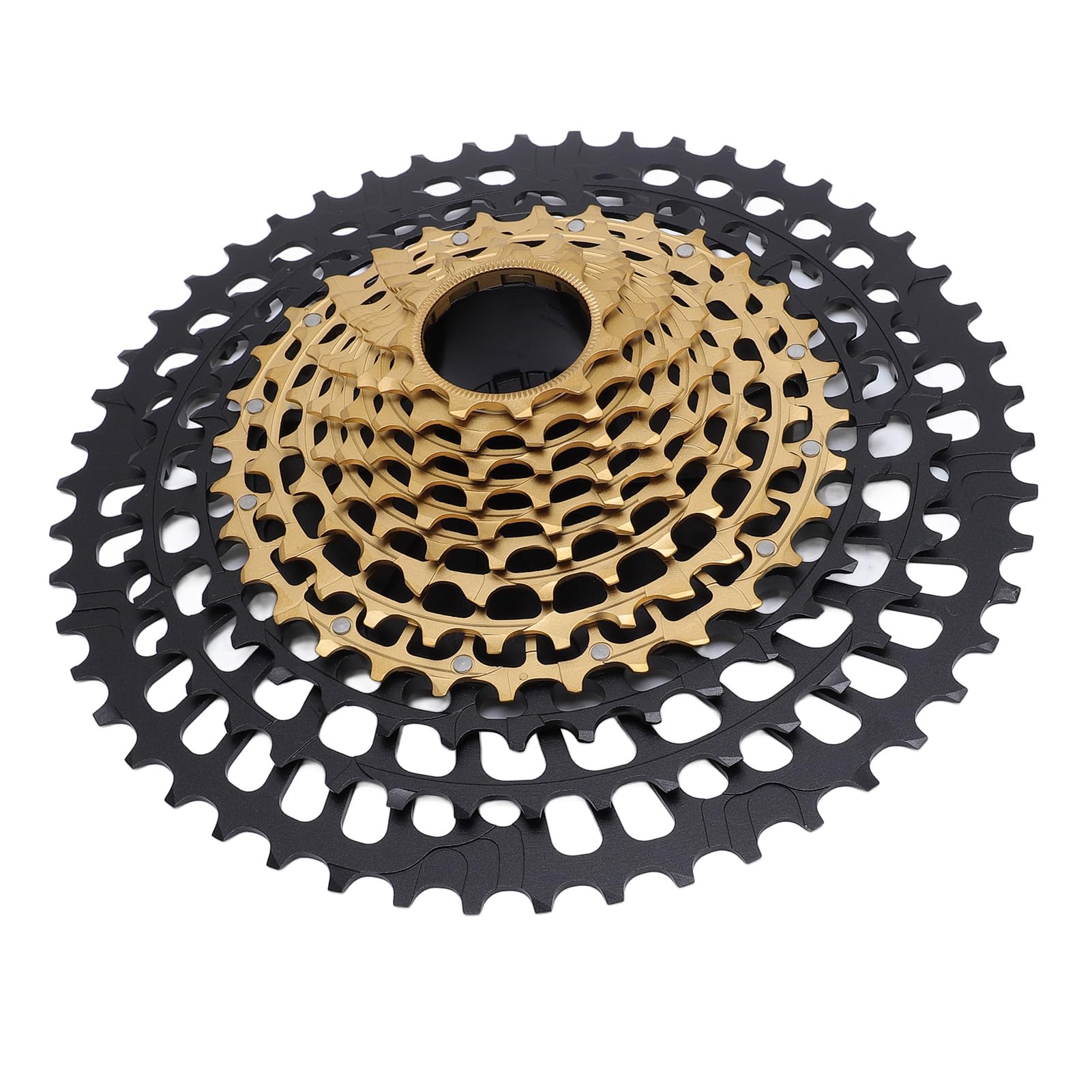 Pongnas Cassetta Premium a 12 velocità in Acciaio e Alluminio da 11 a 50 Denti Pignone Leggero per Mountain Bike Oro
