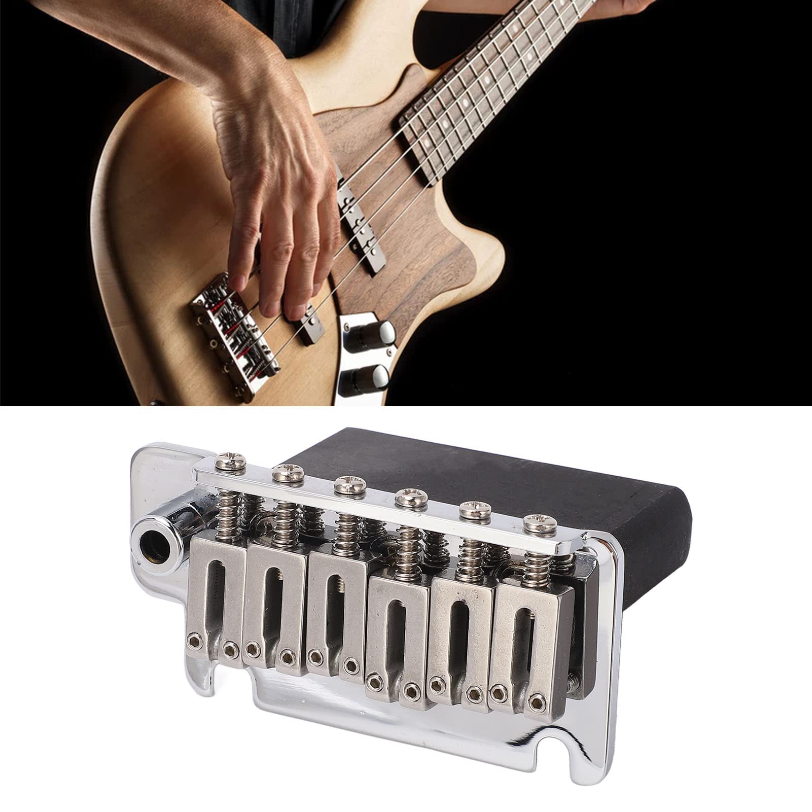 tremolo per chitarra elettrica, set di selle per ponte a 6 corde, parti di ricambio per strumenti professionali, con pregevole fattura, robusto metallo, argento lucido, per la