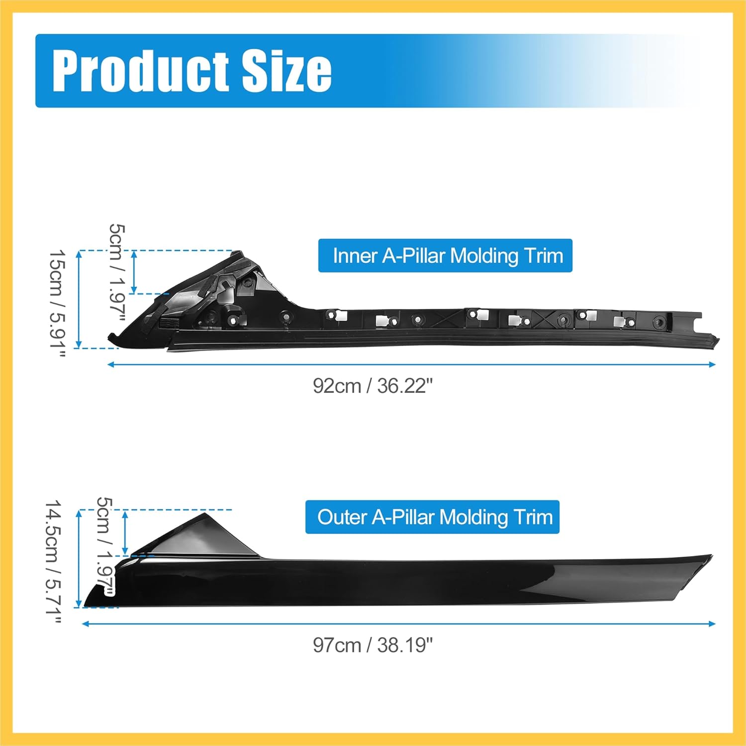 Windshield A-Pillar Trim Panel Kit for Ford Explorer 2011-2019 Front Passenger Outer and Inner Side Replaces 926-451 BB5Z7803136AA BB5Z7803144AA Auto Replacement Parts