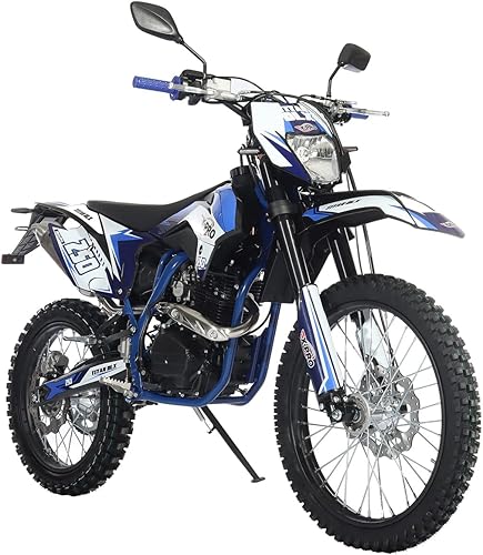 X-PRO Titan DLX - Bicicleta de cross de gas de 250 cc, bicicleta para adultos, ruedas grandes de 21 pulgadas18 pulgadas, motor Zongshen (azul)