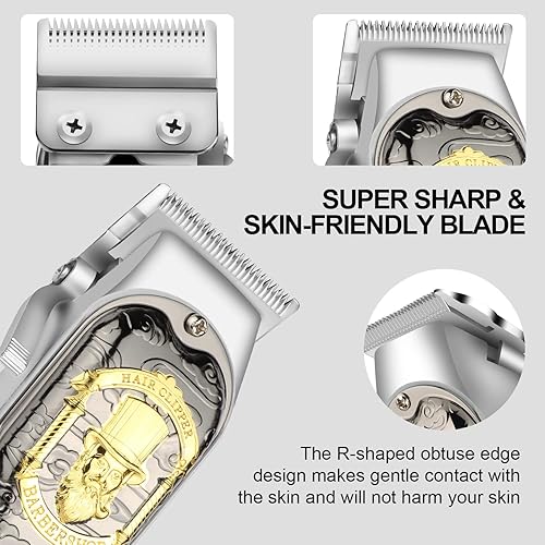 Miniatura 5 de HIENA PRO Juego de cortapelos para hombre recortadora de cuchillas en T profesional sin cables recargable con pantalla LED negro LCD