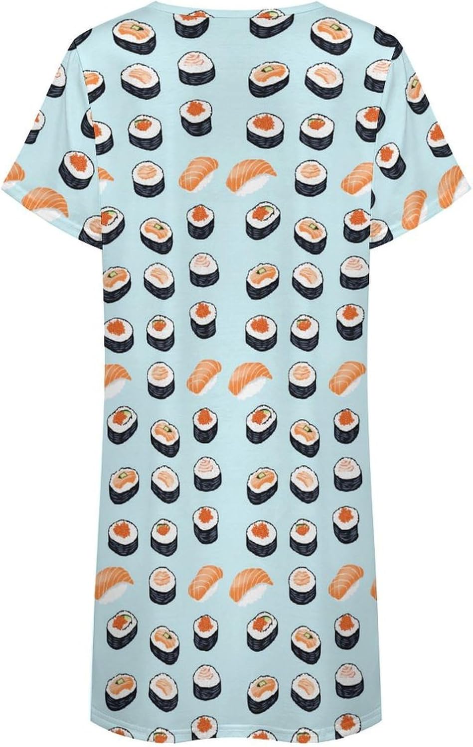Sushi1 Japanese Food Nightgowns for Women Short Sleeve Sleep Dress Casual Sleepshirt Night Gowns Pajamas