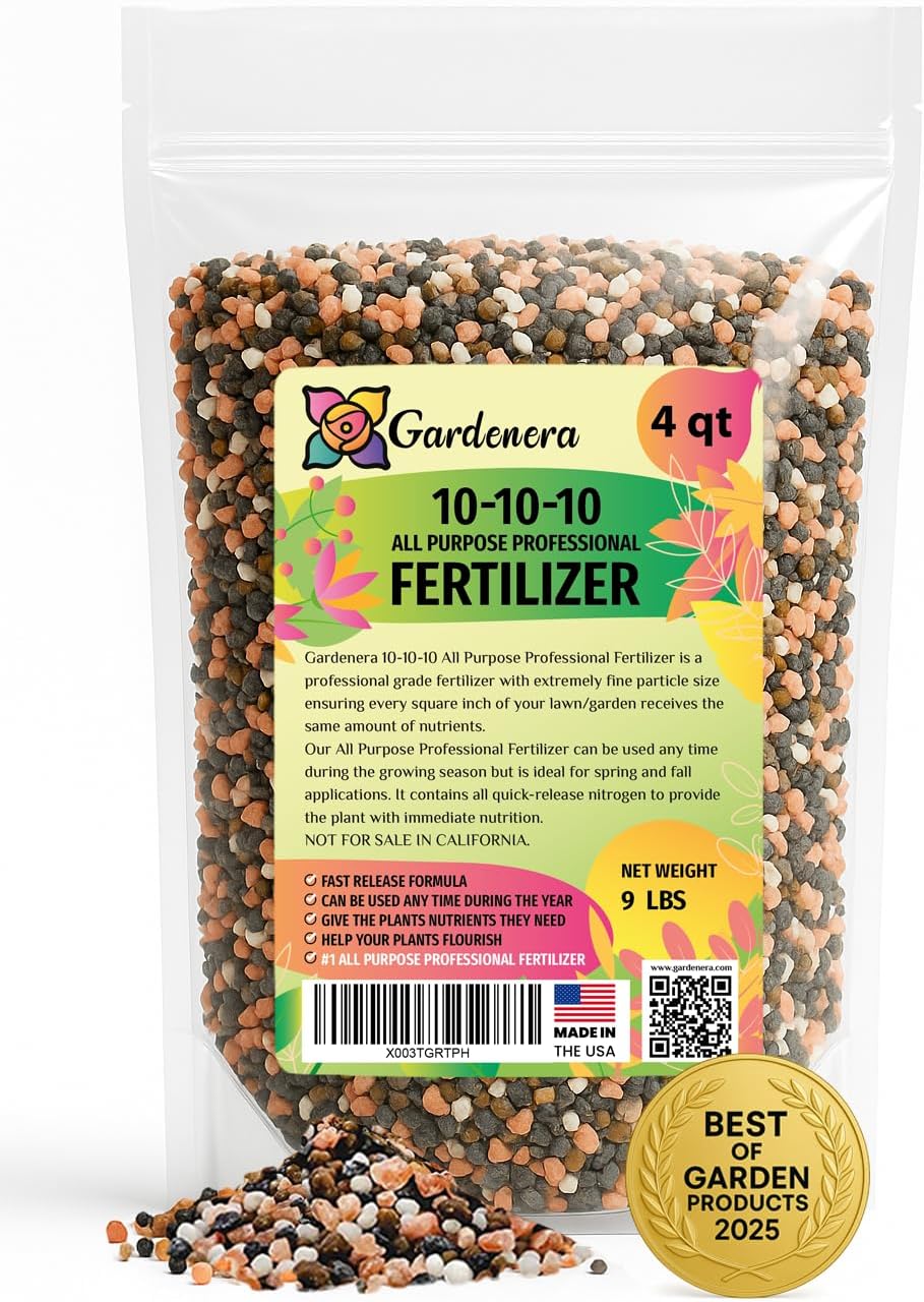 𝐁𝐄𝐒𝐓𝐒𝐄𝐋𝐋𝐄𝐑 10-10-10 Plant Fertilizer Slow Release | 10 10 10 All Purpose Fertilizer for Fruit Trees, Evergreens, Vegetables, Arborvitae, Fig Trees, Shrubs, Pines, Oaks, Flowers [4 Quarts]