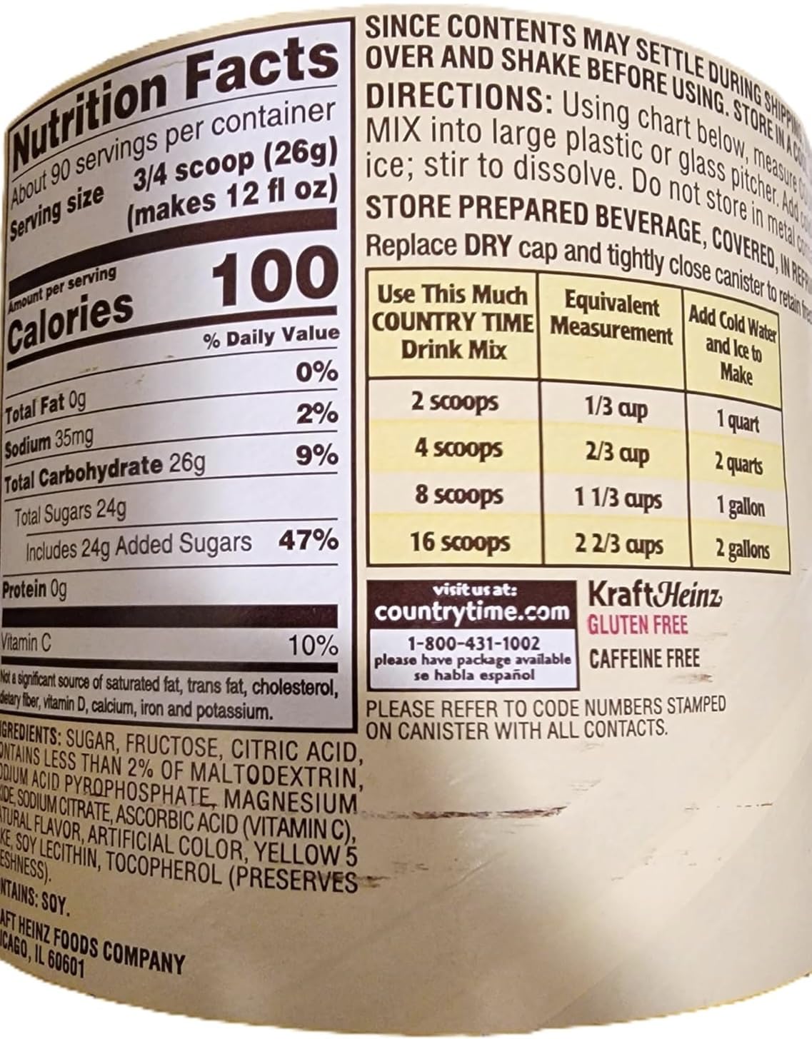 COUNTRY's Time Lemonade Drink Mix Powder, Classic Lemon Flavor, Makes Refreshing Drinks, Bulk Size 5 lb 2.5 oz, Easy to Prepare, Perfect for Parties & Everyday Use