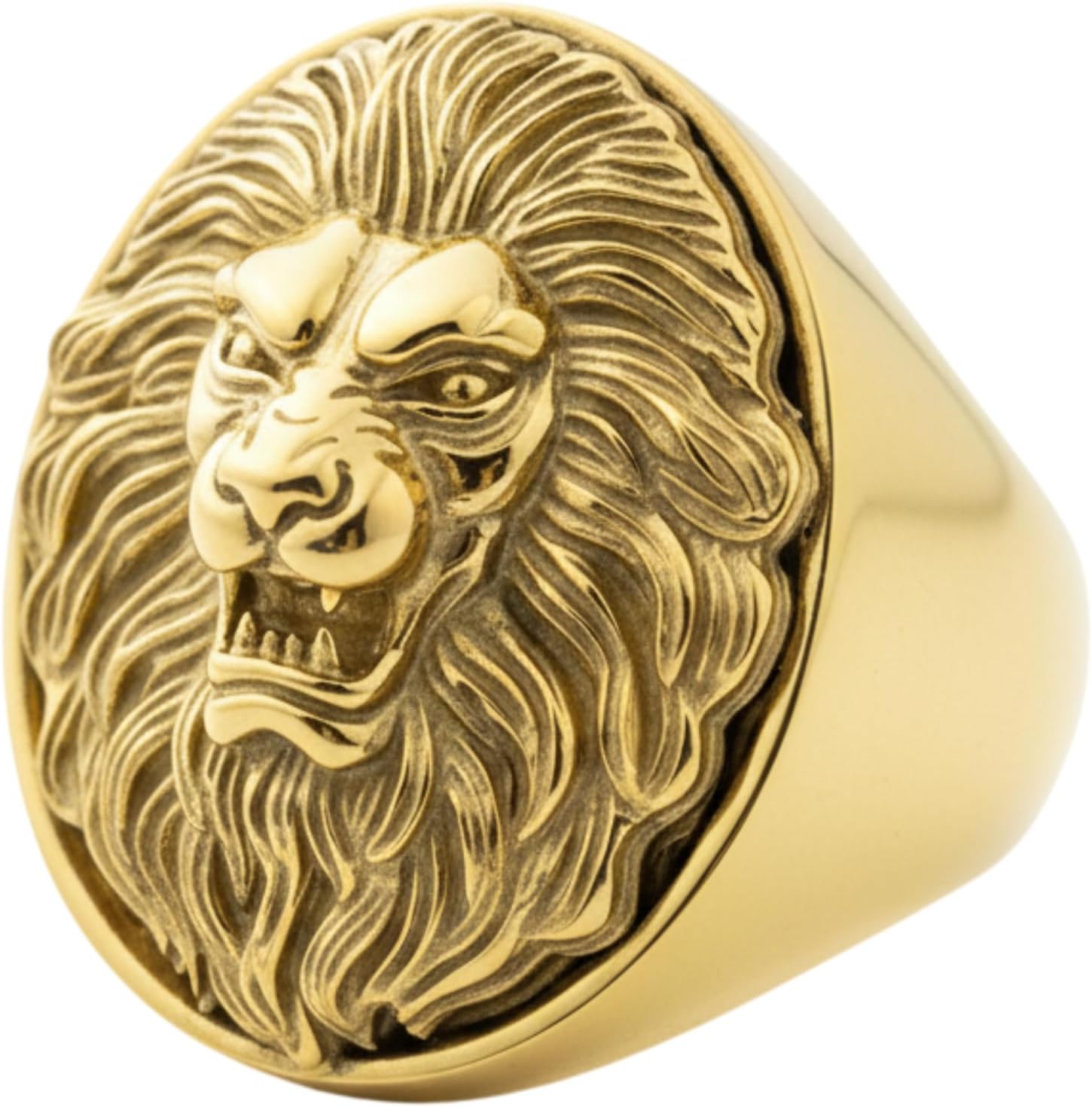 Roaring Lion Ring 14K Gold Vermeil 925 Sterling Silver Signet for Men | Handcrafted to order in 60+ sizes, solid 925 sterling silver with 14K gold vermeil, bold standout piece for collectors
