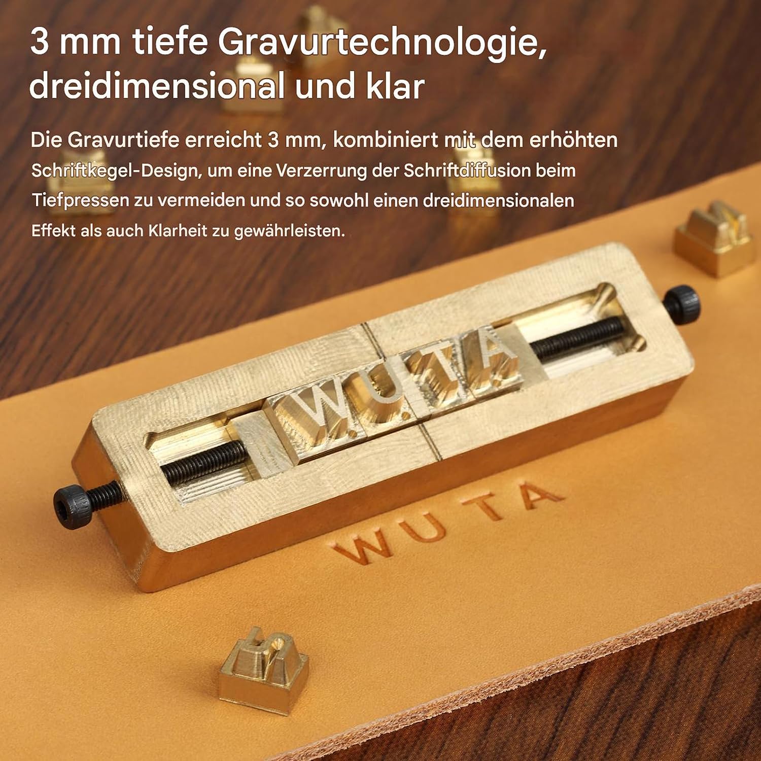 WUTA Messing Leder Stempel Set, Prägestempel Set für Leder, Metall & Schmuck, Zubehör für Folienprägmaschinen(1 Linie,T-Schlitz + Handstanzstange,2 Stück)