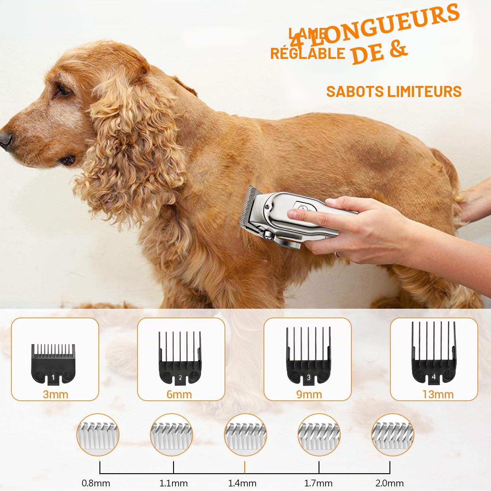 YAZEKY Tondeuse Chien Poil Long Epais, Tondeuse pour Chien Chat Professionnelle Sans Fil avec Ecran LCD, Trimmer Chat Poils Longs Noeud Haute Puissance de Toilettage pour Animaux de Compagnies