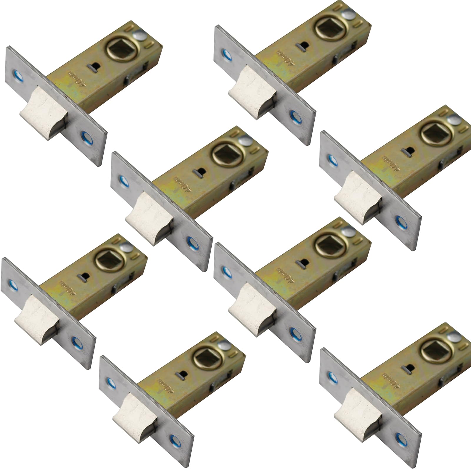 Machswon Metallic 8 Pcs 40Mm Flat Tubular Mortice Latch Stainless Steel Door Latch Sprung Lever Door Handles