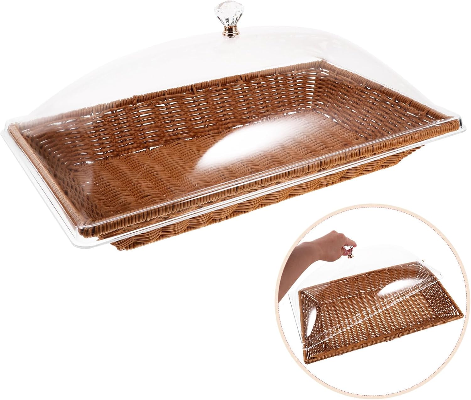 Alipis 1set Woven Food Storage Basket Lid for Tabletop Display Versatile Vegetable Fruit and Dessert Holder for Home Bakery and Parties