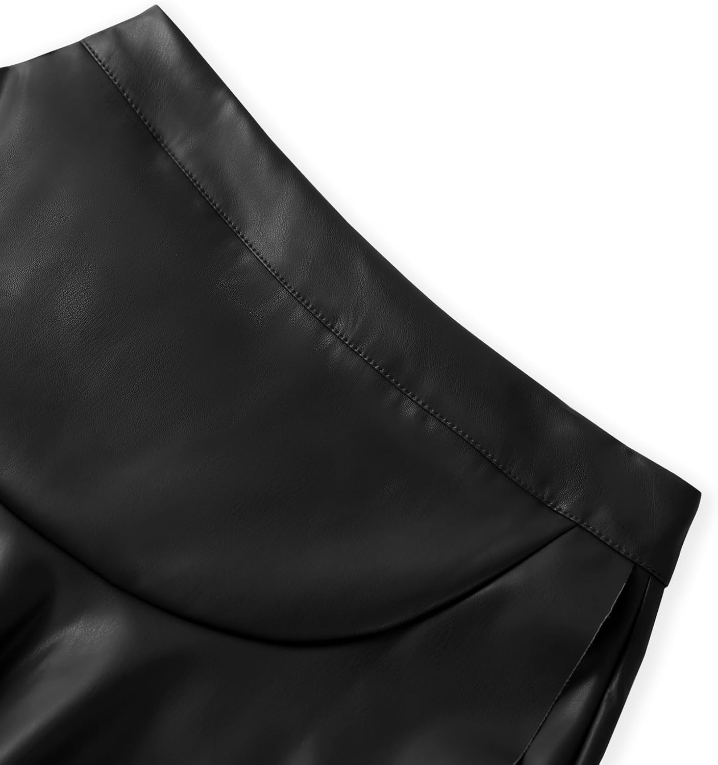 PU Leather Shorts for Women High Waisted Split Hem Mini Skort Bodycon Skirts - Image 5