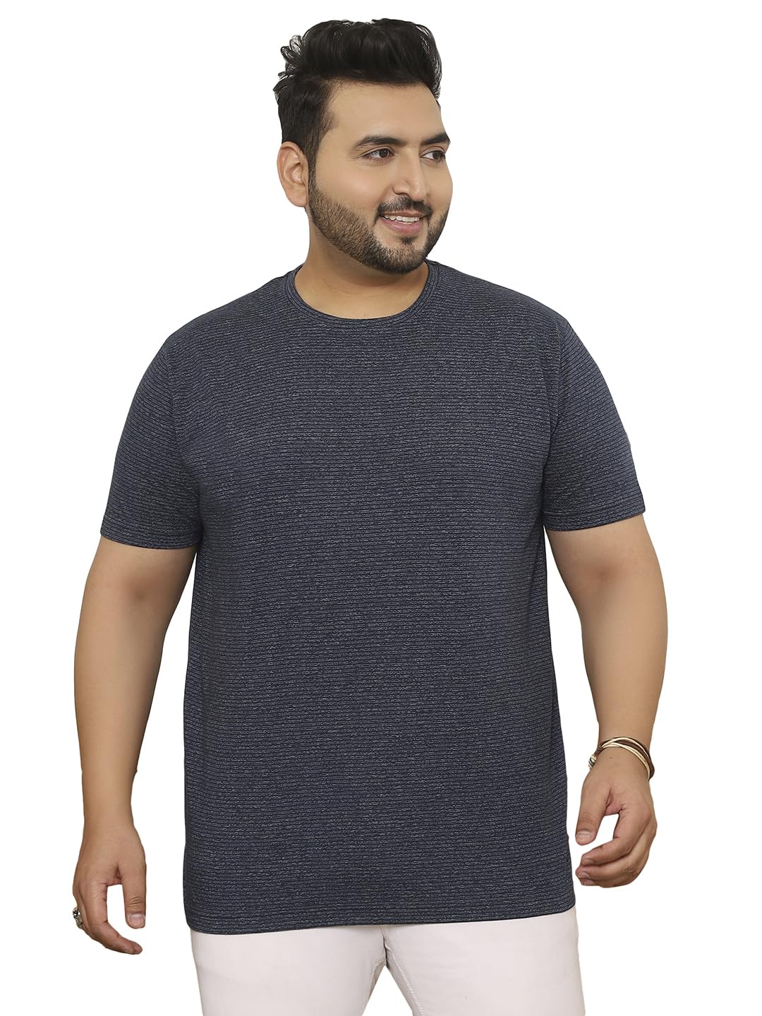Bigbanana Męska koszulka z okrągłym dekoltem w paski plus size