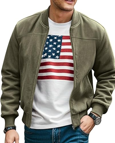LIZALIG Men's Casual Solid Color Jacket Autumn Winter Cardigan Zipper Loose Warm Jackets for Vacation and Daily Life