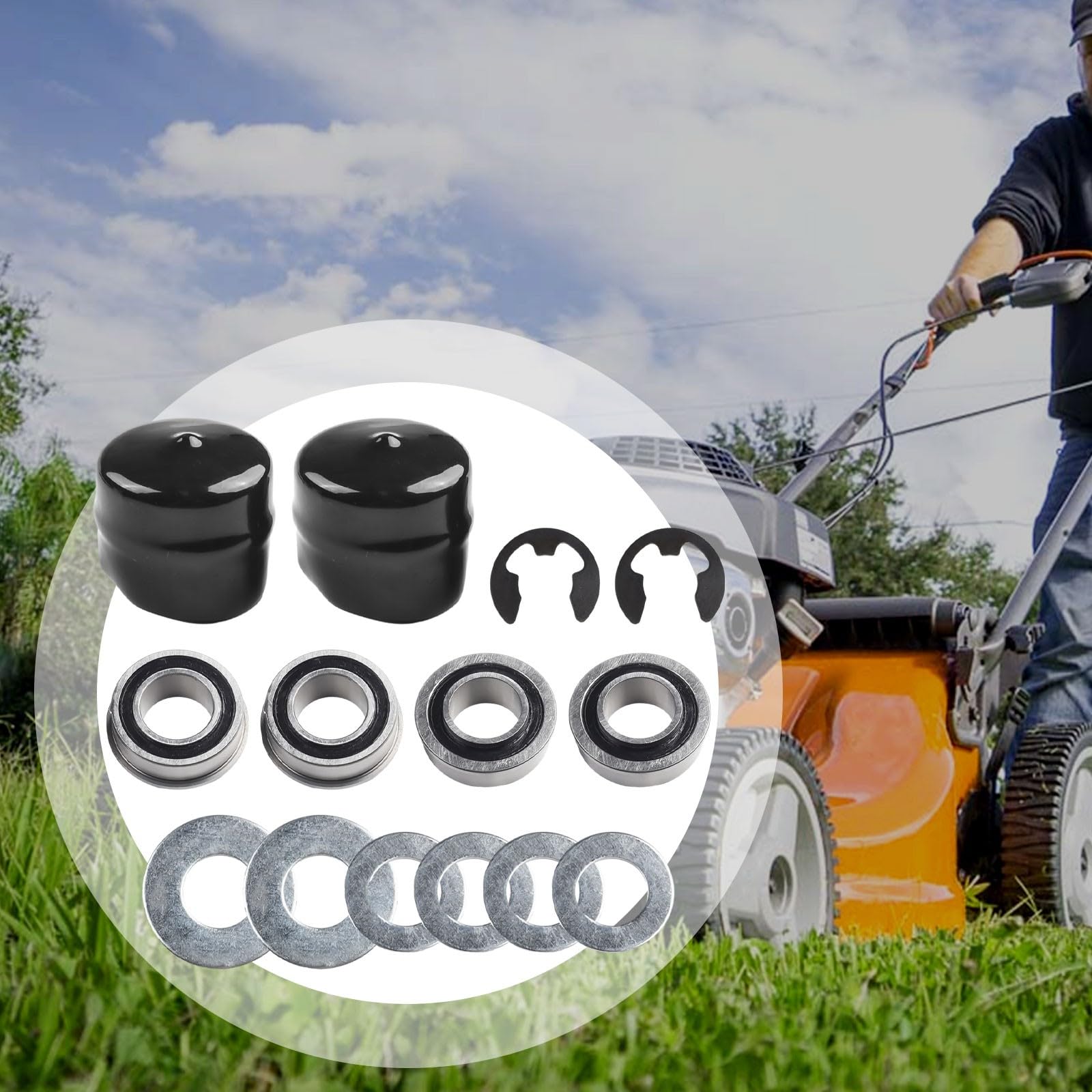 Kit de conversion de bague de roue avant en roulement pour tondeuse à gazon Craftsman Murray, compatible avec 532009040 9040H YTH22V46 YTH24V48 LGT2554, pièces de rechange en caoutchouc