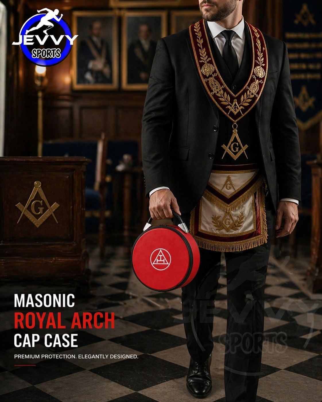 Masonic Regalia Royal Arch Red Crown Cap Case