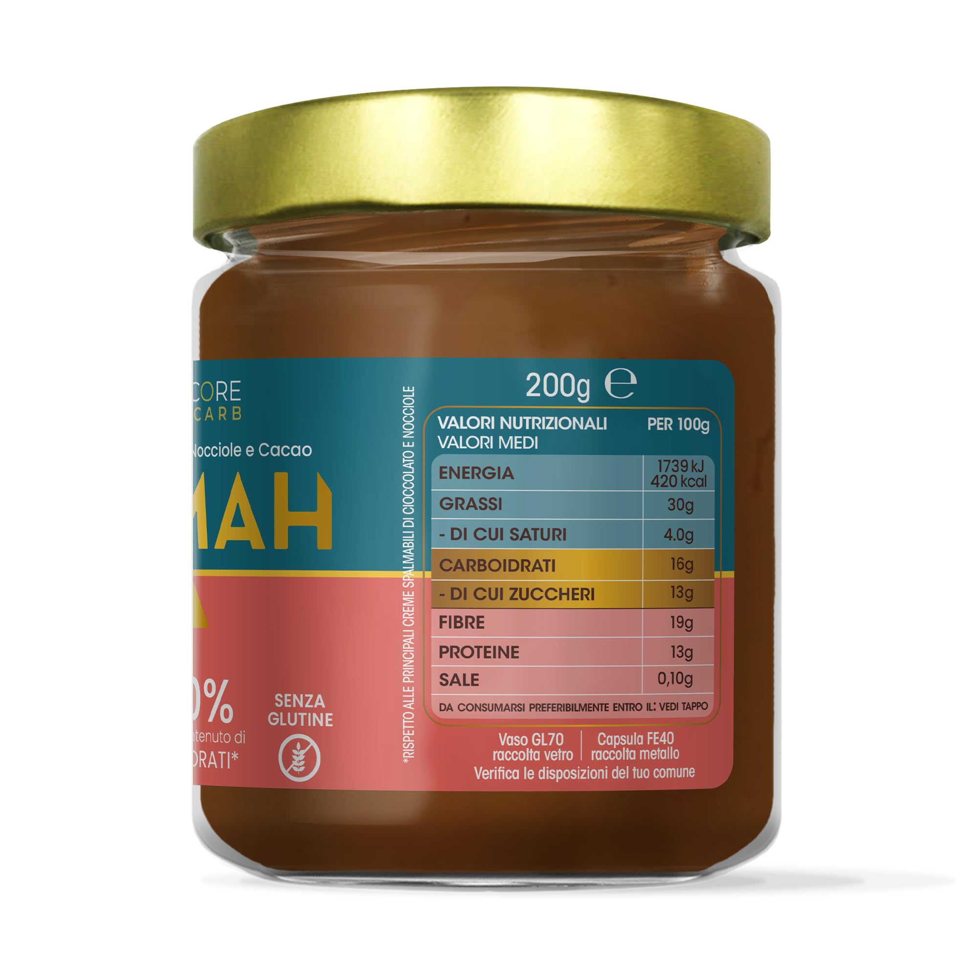YUMAH - Crema Spalmabile Cioccolato e Nocciole 200g, -70% Carboidrati, Senza Zuccheri, con Eritritolo, Low Carb, Ideale per Dieta Chetogenica, Alto Contenuto Proteico (3 Vasetti)