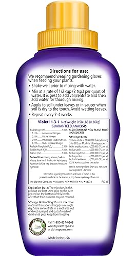 Miniatura 3 de Espoma Organic Violet! Alimento concentrado para plantas de 8 onzas – Fertilizante para plantas y potenciador de floración para todas las violetas y