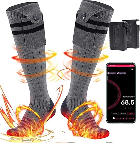Heated Socks for Men Women, 5000mAh Rechargeable Battery Heated Socks, Electric Socks Foot Warmer for Hunting Camping Fishing Riding Skiing Outdoor