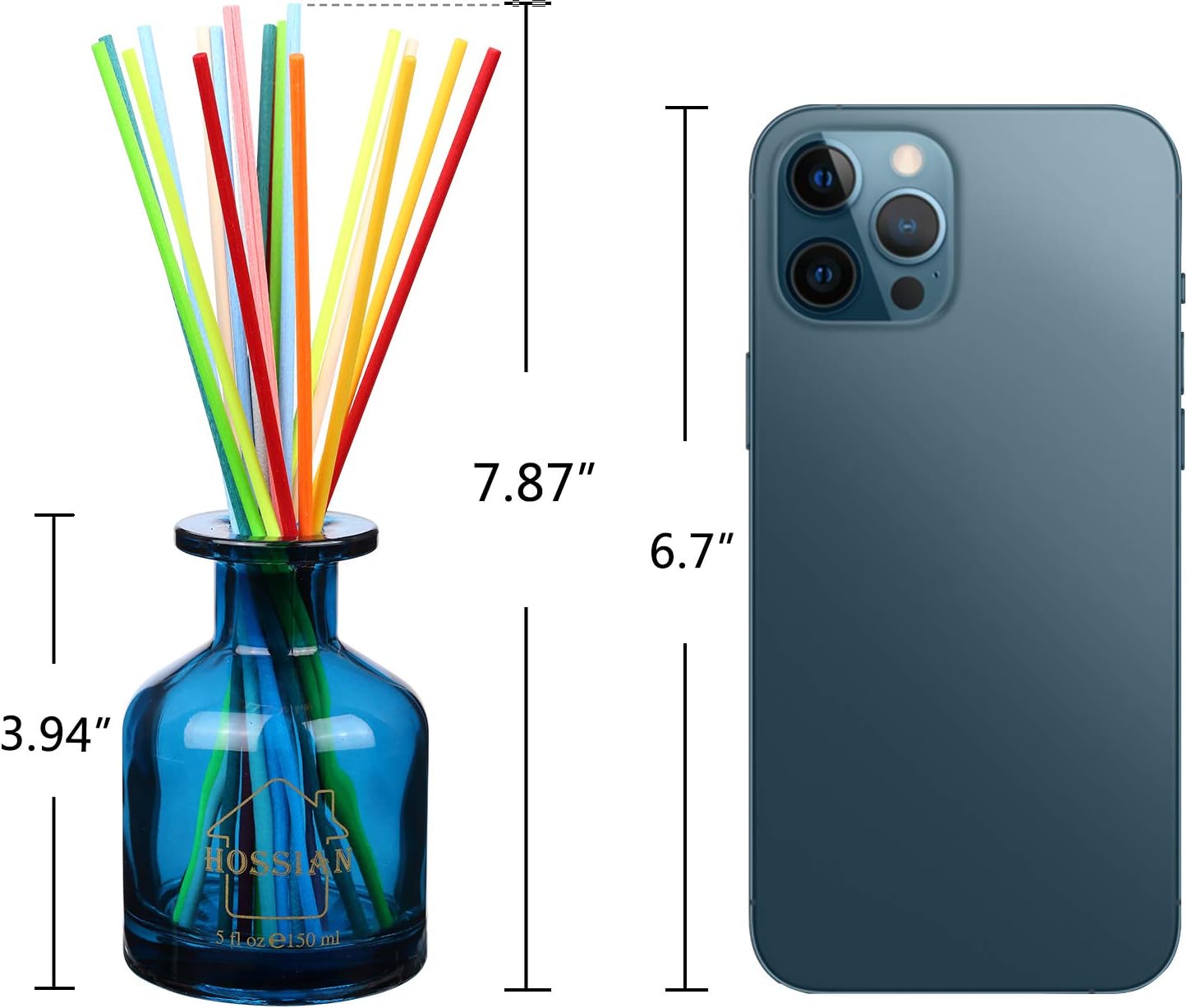 HOSSIAN 5 fl oz Glass Diffuser Bottles -Reed Diffuser Bottles- Fiber Sticks Diffuser Bottles(4X3.9Inch)