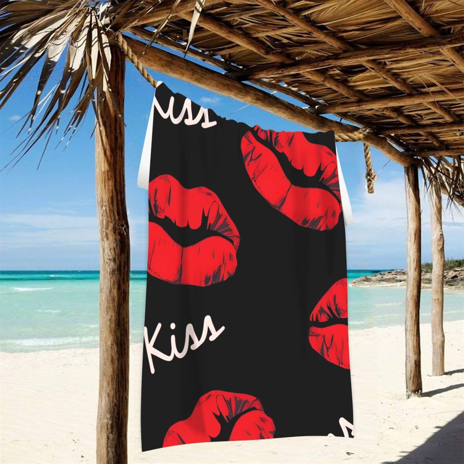 Amazon.com: Sexy Red Lips Kiss Print Beach Towel 31