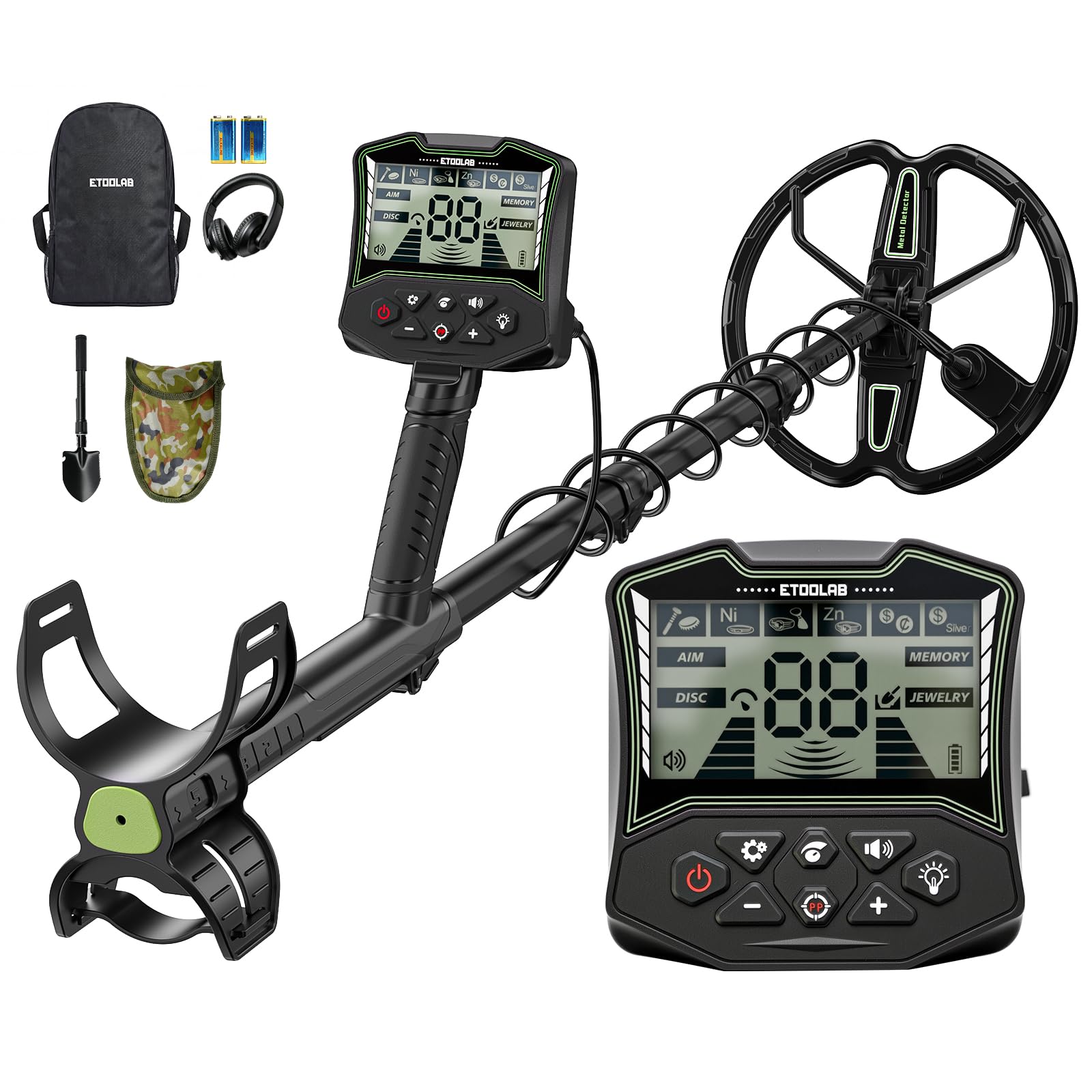 ETOOLAB Metal Detector for Adults Professional, 6 Modes,12" IP68 Waterproof