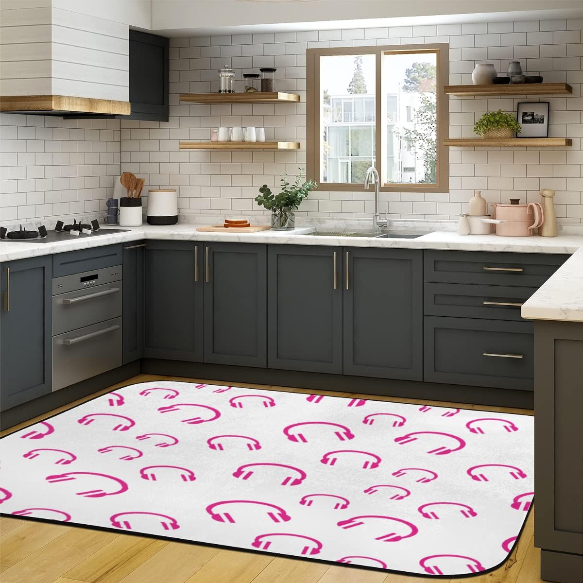 4 x 6 Cartoon Cute Pink Headphones Music Super Soft Area Rug for Kids Baby Nursery, Carpets for Entryway Laundry Living Room, Fuzzy Rugs for Nursery