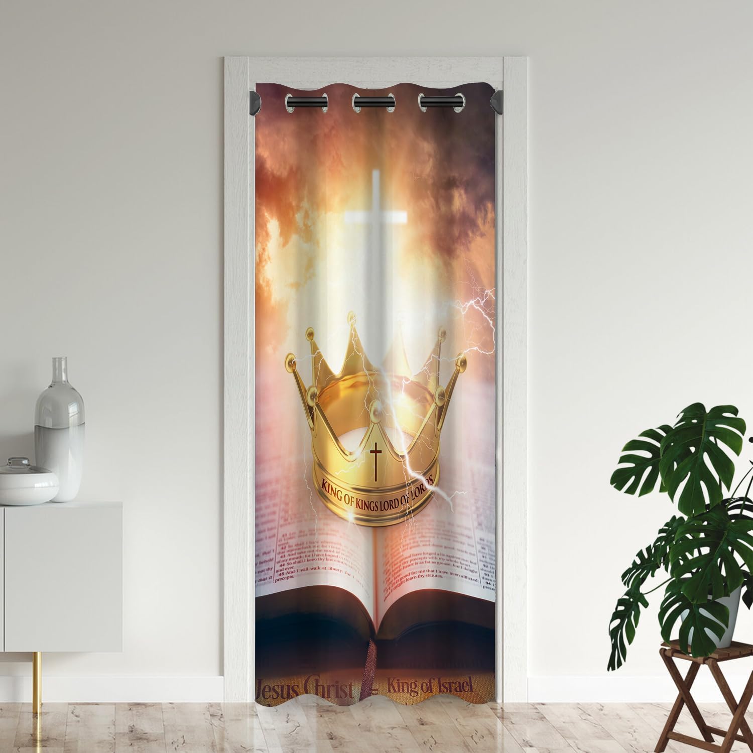 Holy Bible Door Curtains for Doorways, Christ Christian Cross Easter Jesus God's Love Blackout Curtain for Bedroom Closet, Grommet Thermal Insulated Privacy Door Drapes for Room Divider, 52"W x 80"L